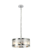 Stuckey 35cm Pendant, 2 x E27, Polished Chrome / Cobbled Clear (D) Glass