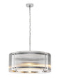 Stuckey 56.5cm Pendant, 4 x E27, Polished Chrome / Narrow Ribbed Clear (B) Glass