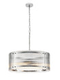 Stuckey 56.5cm Pendant, 4 x E27, Polished Chrome / Wide Ribbed Clear (C) Glass
