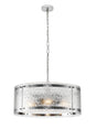 Stuckey 56.5cm Pendant, 4 x E27, Polished Chrome / Cobbled Clear (D) Glass