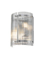Stuckey Wall x, 2 x E27, Polished Chrome / Wide Ribbed Clear (C) Glass
