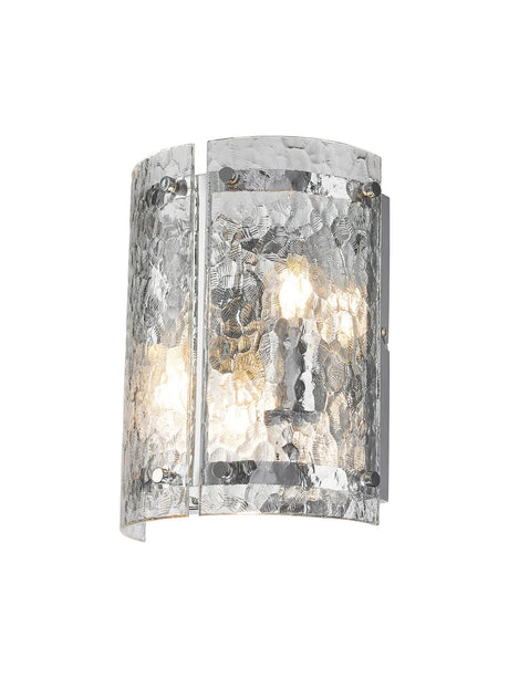 Stuckey Wall x, 2 x E27, Polished Chrome / Cobbled Clear (D) Glass