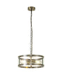 Stuckey Pendant, 2 x E27, Antique Brass / Plain Clear (A) Glass