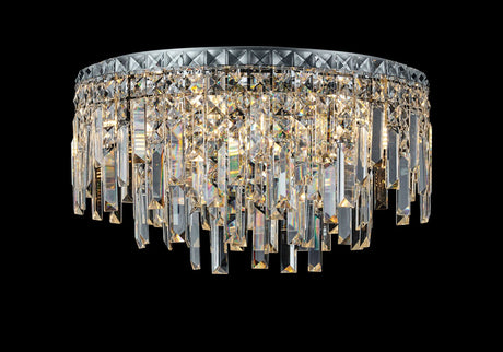 Styles 45cm Flush Ceiling Light, 9 x G9, IP44, Polished Chrome/Crystal
