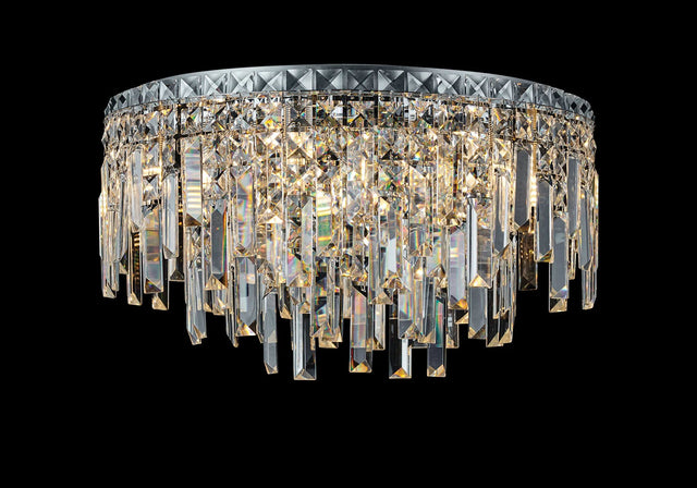 Styles 45cm Flush Ceiling Light, 9 x G9, IP44, Polished Chrome/Crystal