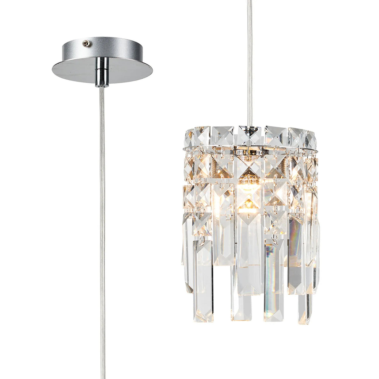 Styles Pendant, 1 x G9, IP44, Polished Chrome/Crystal