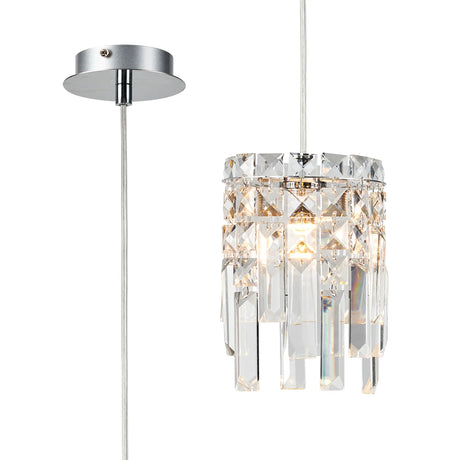 Styles Pendant, 1 x G9, IP44, Polished Chrome/Crystal