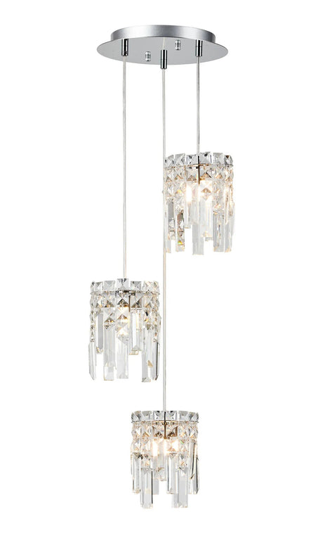 Styles Pendant, 3 x G9, IP44, Polished Chrome/Crystal