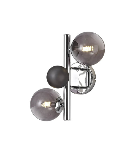 Suggett Wall Lamp, 2 x G9, Polished Chrome/Smoked Glass