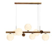 Suggett Linear Pendant , 7 x G9, Antique Copper, Opal & Copper Glass