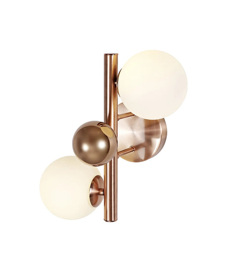 Suggett Wall Lamp, 2 x G9, Antique Copper/Opal & Copper Glass