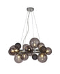 Suggett Circular Pendant, 12 x G9, Polished Chrome, Smoked/Black Glass
