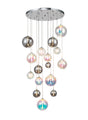Suggett Pendant, 16 x G9, Polished Chrome/Iridescent/Chrome Glass