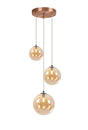 Suggett Round Pendant, 3 x G9, Antique Copper/Amber