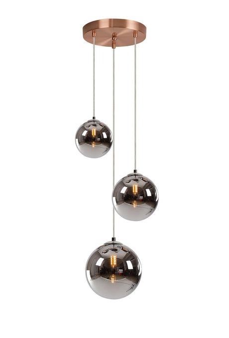 Suggett Round Pendant, 3 x G9, Antique Copper/Chrome