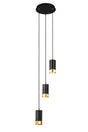 Swinburn 3 Light Round Pendant GU10, Black/Painted Gold