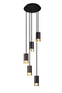 Swinburn 5 Light Round Pendant GU10, Black/Painted Gold