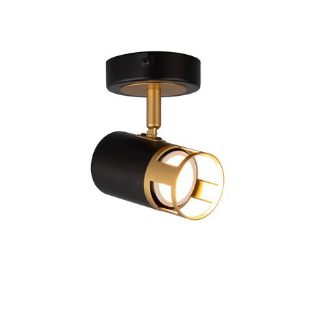 Swinburn 1 Light Spotlight GU10, Black/Painted Gold