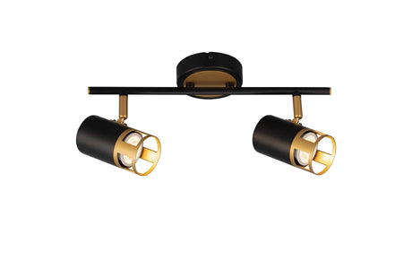 Swinburn 2 Light Linear Bar Spotlight GU10, Black/Painted Gold