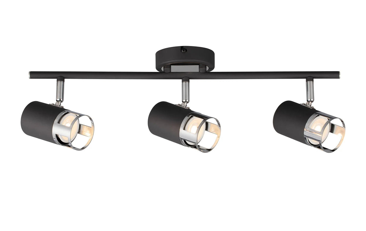 Swinburn 3 Light Linear Bar Spotlight GU10, Graphite/Polished Chrome