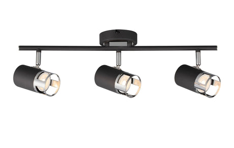 Swinburn 3 Light Linear Bar Spotlight GU10, Graphite/Polished Chrome