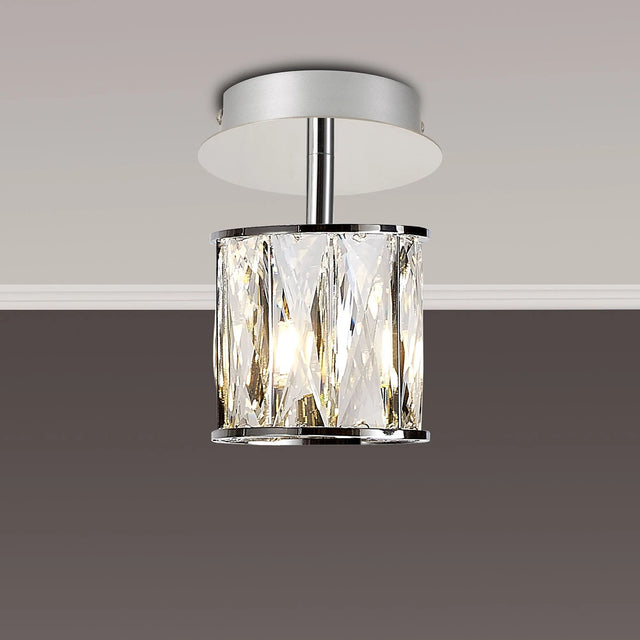 Swindlehirs 1 x G9 Flush Light Chrome/Clear Crystal Shade