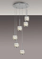 Swindlehirs 6 x G9 2.5m Round Multiple Pendant Chrome/Clear Crystal Shade