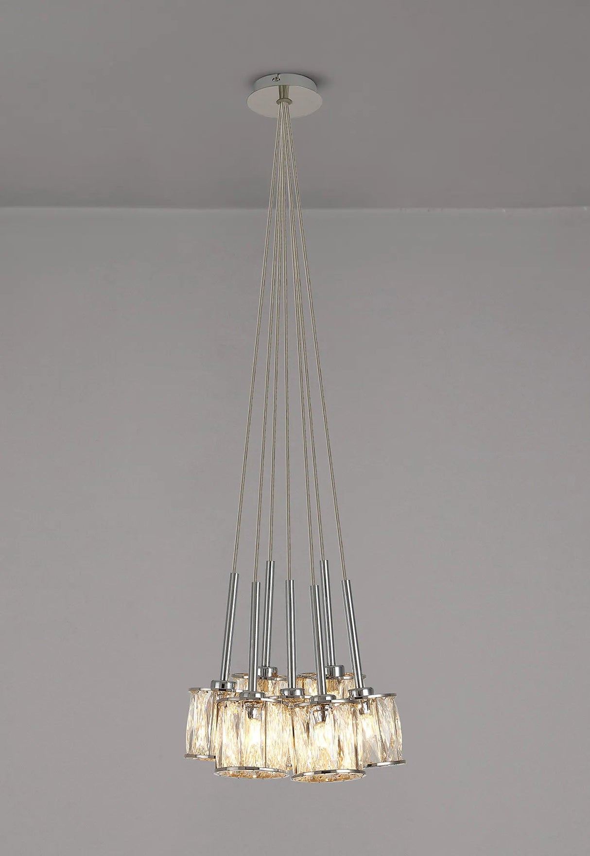 Swindlehirs 7 x G9 1.5m Cluster Pendant Chrome/Clear Crystal Shade