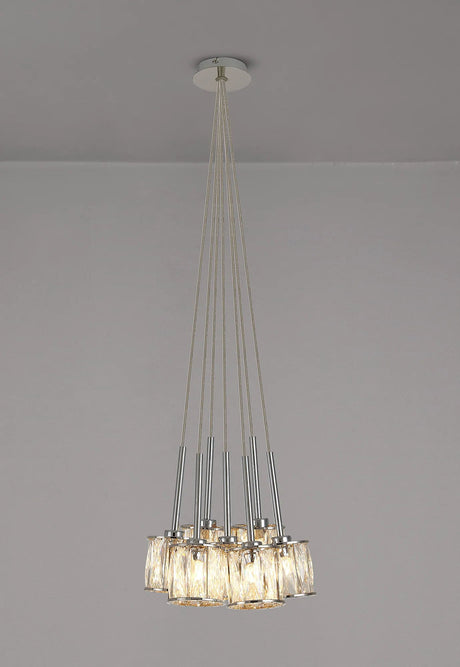 Swindlehirs 7 x G9 1.5m Cluster Pendant Chrome/Clear Crystal Shade