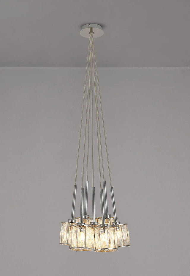 Swindlehirs 7 x G9 1.5m Cluster Pendant Chrome/Clear Crystal Shade