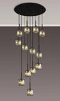 Swindlehirs 13 x G9 2.5m Round Multiple Pendant Satin Black/Smoke Crystal Shade