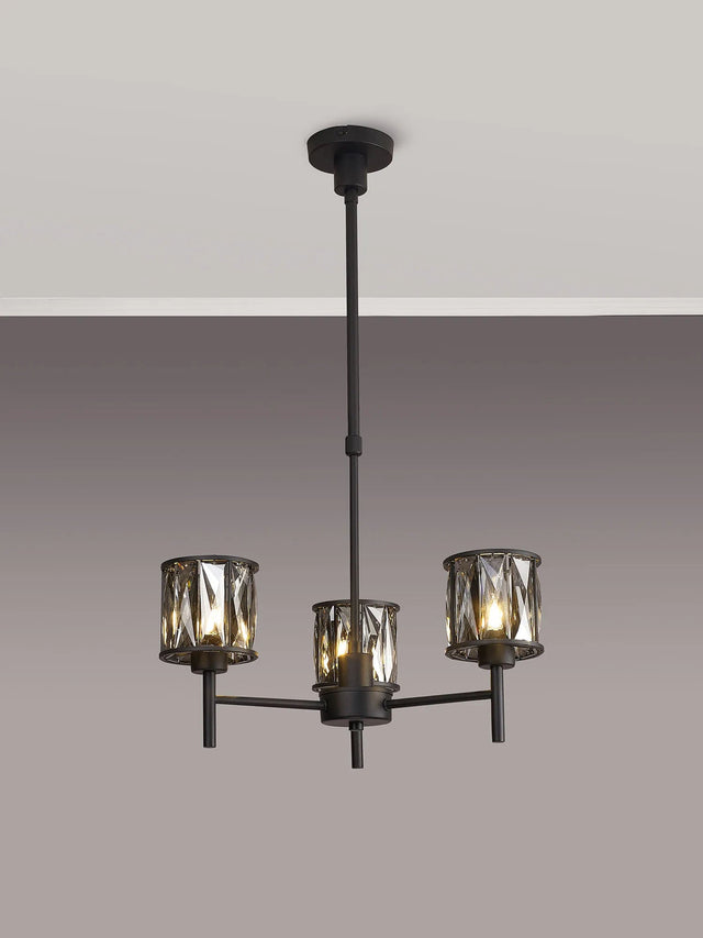 Swindlehirs 3 x G9 Telescopic Light Satin Black/Smoke Crystal Shade