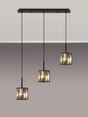 Swindlehirs 3 x G9 2m Linear Pendant Satin Black/Smoke Crystal Shade