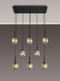Swindlehirs 8 x G9 2m Rectangle Multiple Pendant Satin Black/Smoke Crystal Shade