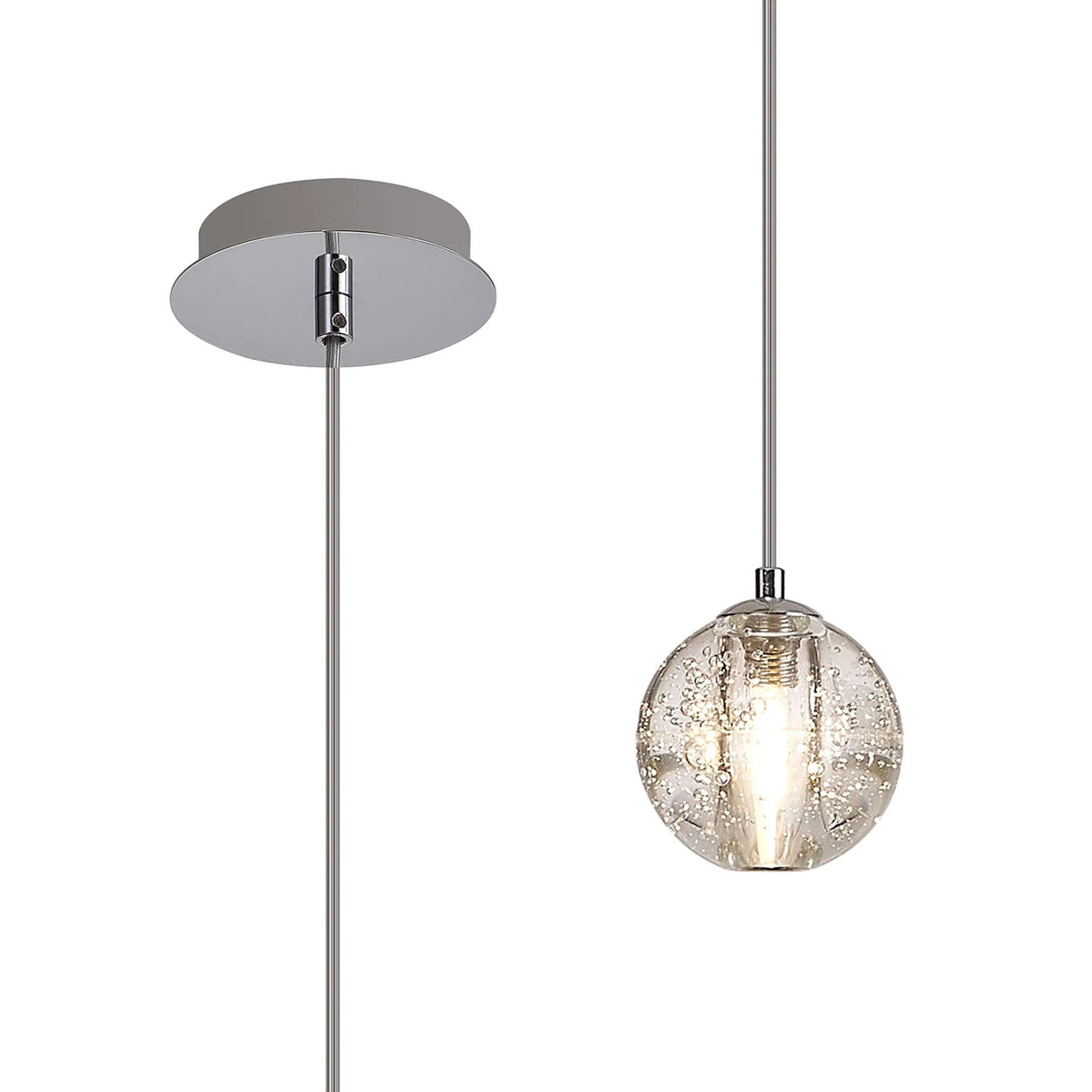 Swindlehirs 1 x G9 Bubble Glass 2m Single Pendant Polished Chrome / Clear Glass