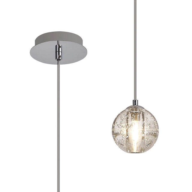 Swindlehirs 1 x G9 Bubble Glass 2m Single Pendant Polished Chrome / Clear Glass