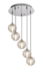 Swindlehirs 5 x G9 Bubble Glass 2m Round Multiple Pendant Polished Chrome / Clear Glass