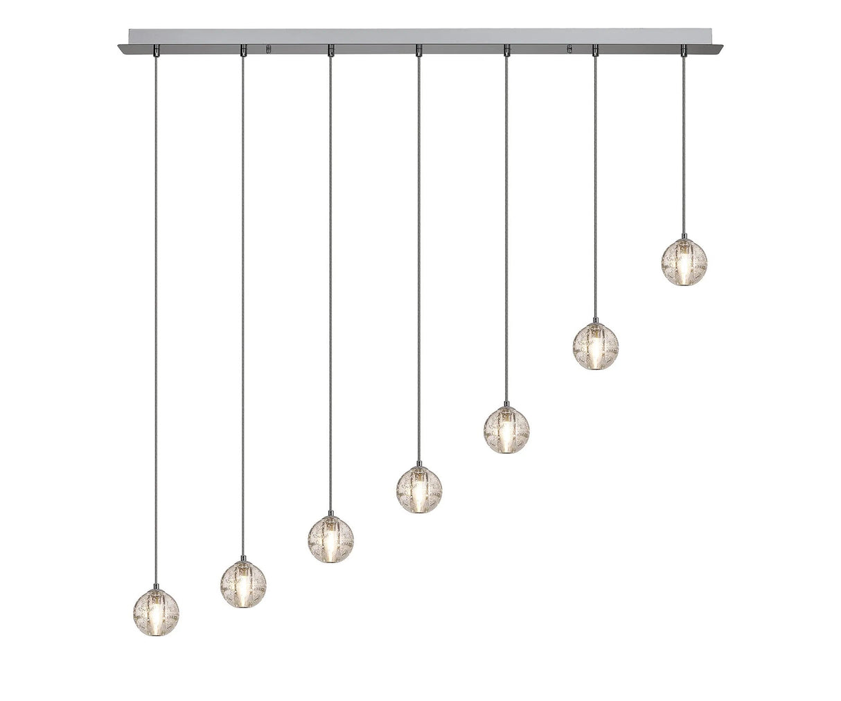 Swindlehirs 7 x G9 Bubble Glass 1.8m Linear Multiple Pendant Polished Chrome / Clear Glass
