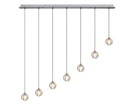 Swindlehirs 7 x G9 Bubble Glass 1.8m Linear Multiple Pendant Polished Chrome / Clear Glass