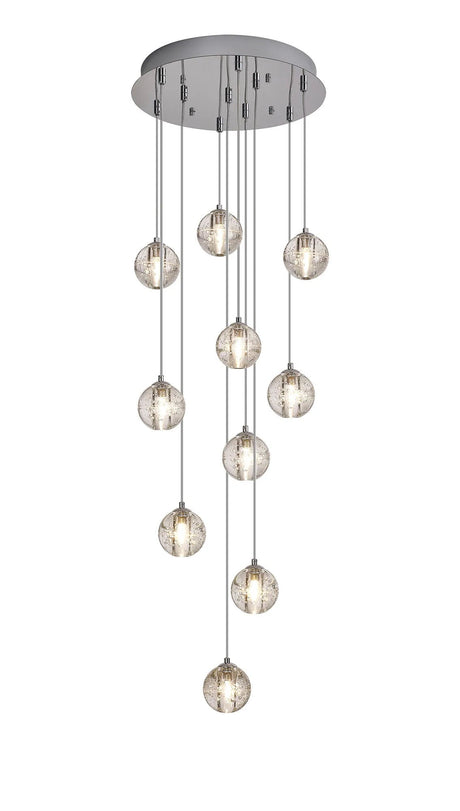 Swindlehirs 10 x G9 Bubble Glass 2m Round Multiple Pendant Polished Chrome / Clear Glass