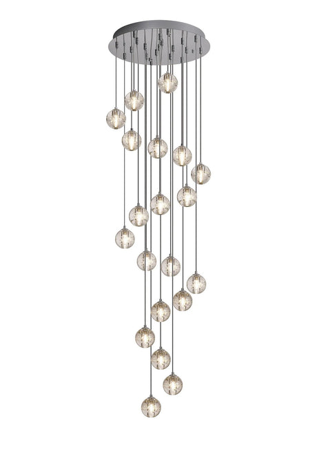 Swindlehirs 20 x G9 Bubble Glass 10 x 3m / 4m Round Multiple Pendant Polished Chrome / Clear Glass