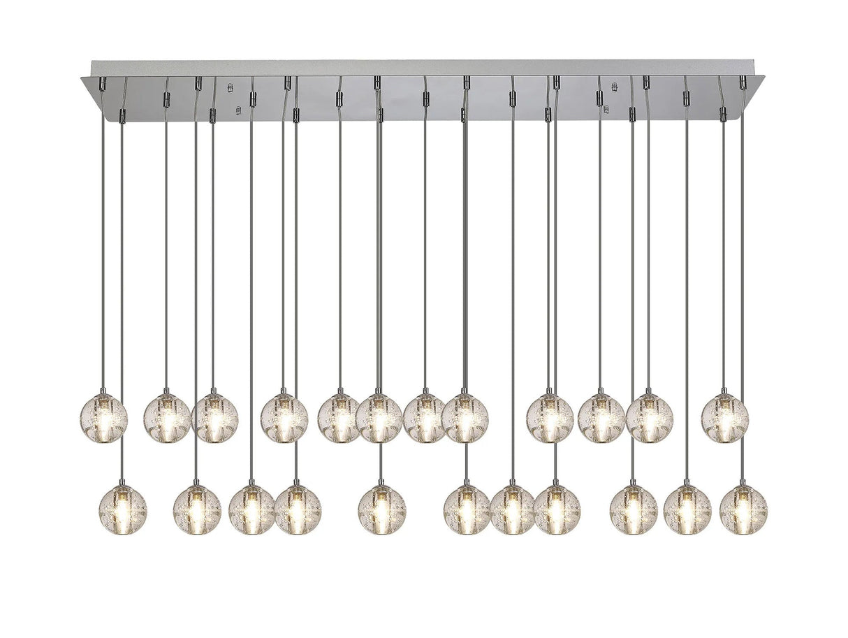 Swindlehirs 23 x G9 Bubble Glass 2m Linear Multiple Pendant Polished Chrome / Clear Glass
