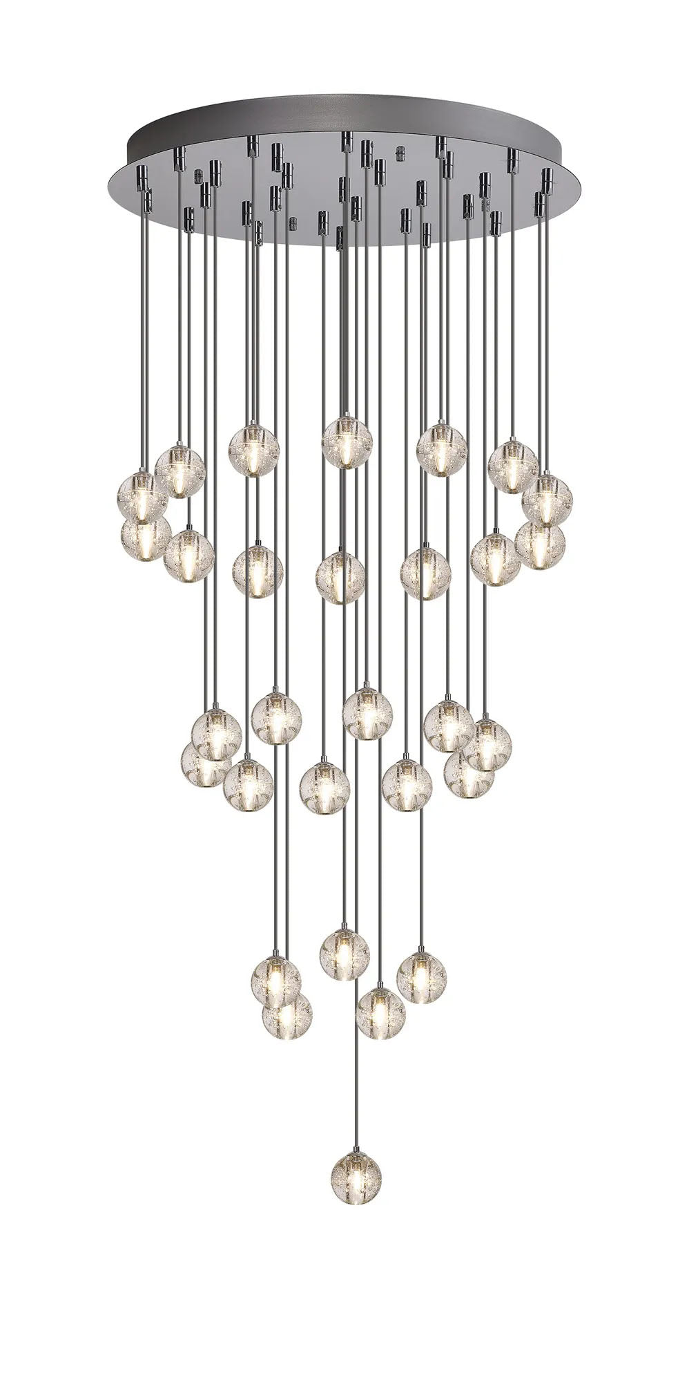 Swindlehirs 30 x G9 Bubble Glass 10 x 3m / 4m / 5m Round Multiple Pendant Polished Chrome / Clear Glass