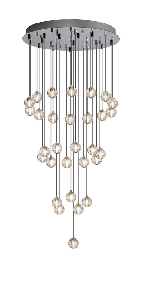 Swindlehirs 30 x G9 Bubble Glass 10 x 3m / 4m / 5m Round Multiple Pendant Polished Chrome / Clear Glass