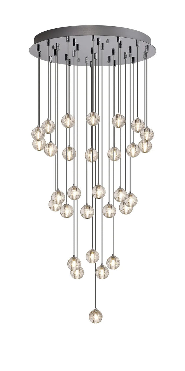 Swindlehirs 30 x G9 Bubble Glass 10 x 3m / 4m / 5m Round Multiple Pendant Polished Chrome / Clear Glass