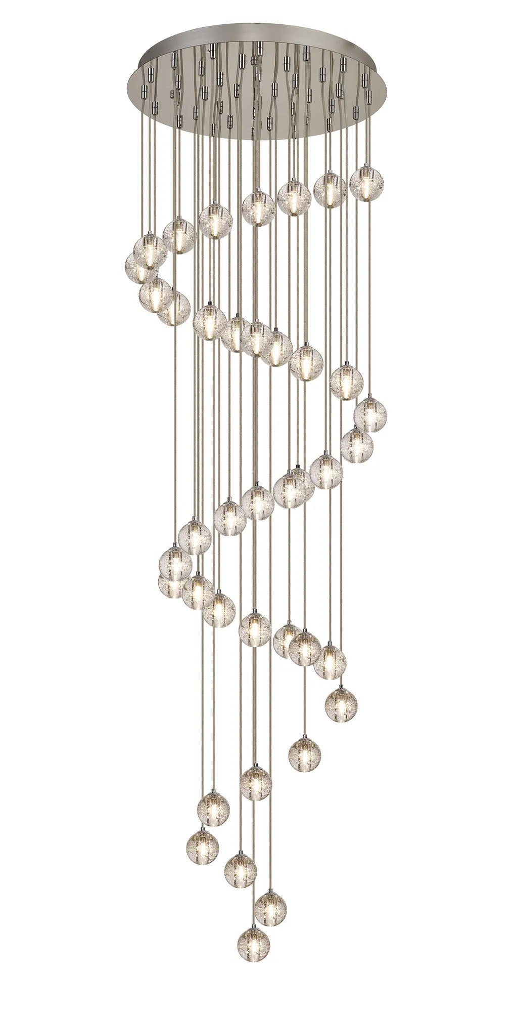 Swindlehirs 40 x G9 Bubble Glass 10 x 3m / 4m / 5m / 6m Round Multiple Pendant Polished Chrome / Clear Glass