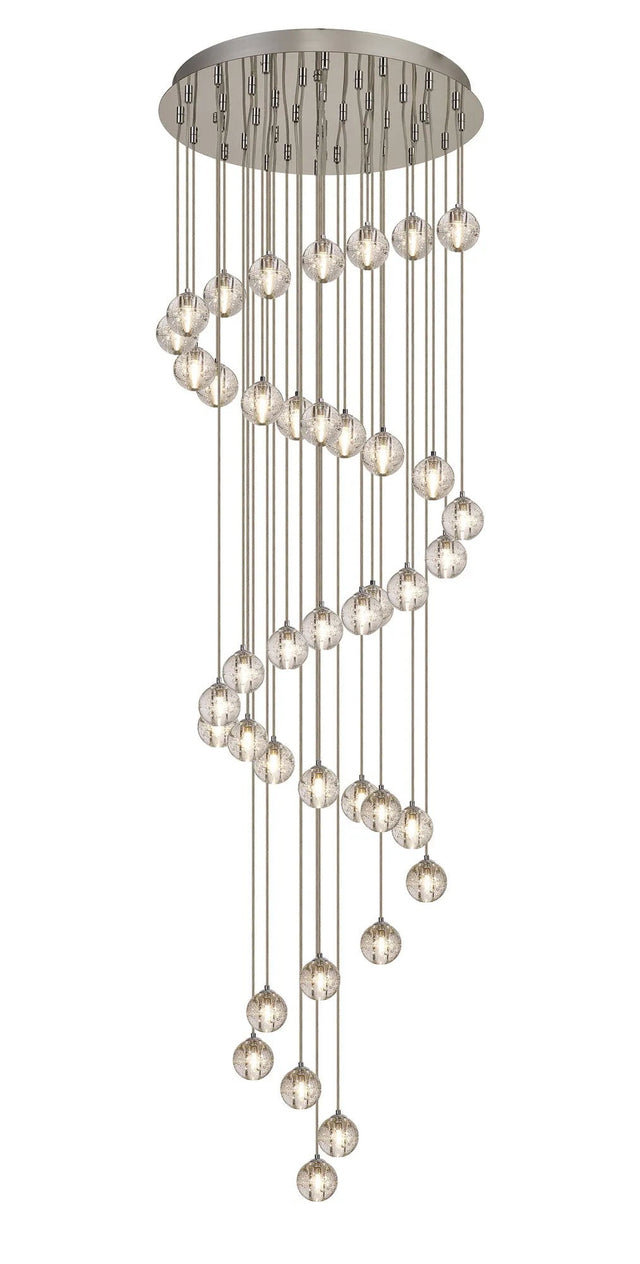 Swindlehirs 40 x G9 Bubble Glass 10 x 3m / 4m / 5m / 6m Round Multiple Pendant Polished Chrome / Clear Glass