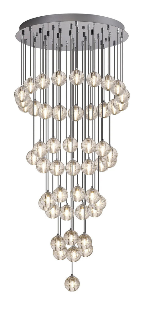 Swindlehirs 50 x G9 Bubble Glass 10 x 3m / 6m, 15 x 4m / 5m Round Multiple Pendant Polished Chrome / Clear Glass