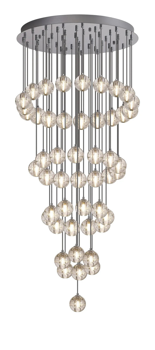 Swindlehirs 50 x G9 Bubble Glass 10 x 3m / 6m, 15 x 4m / 5m Round Multiple Pendant Polished Chrome / Clear Glass