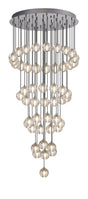 Swindlehirs 50 x G9 Bubble Glass 10 x 3m / 6m, 15 x 4m / 5m Round Multiple Pendant Polished Chrome / Clear Glass